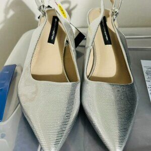 French Collection silver pumps, Size 9